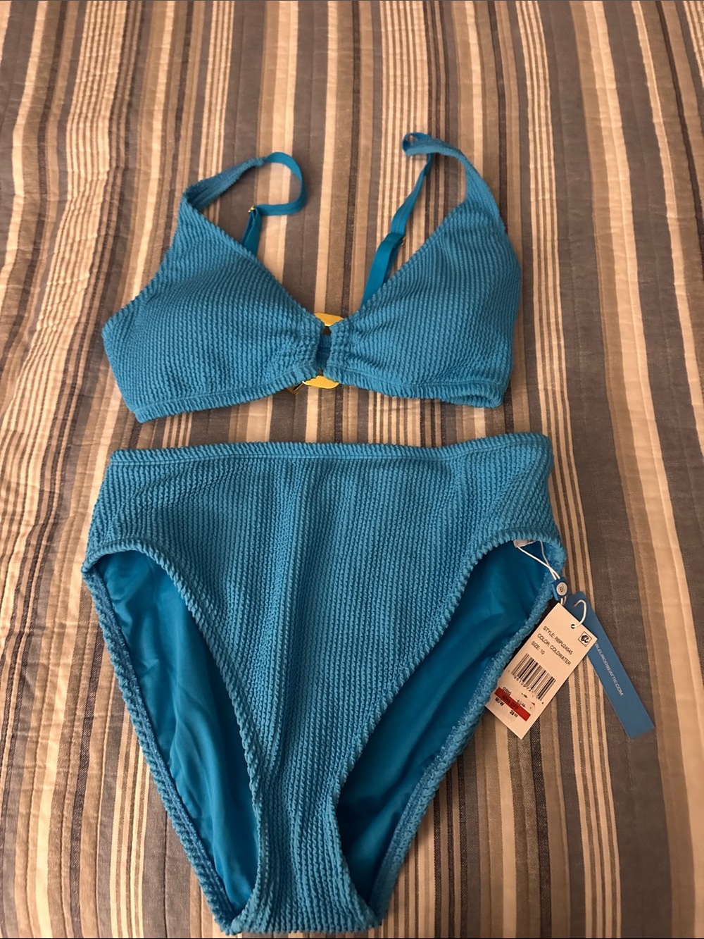 Bleu Rod Beattie Turquoise Textured Bikini Set